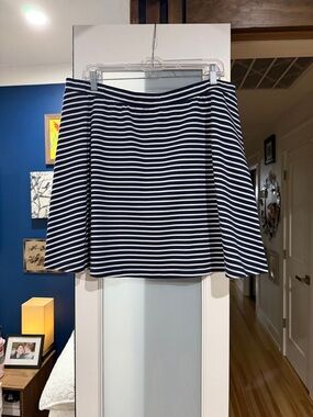 Draper James Navy and White Striped Midi Skirt